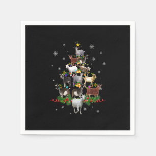 Ziege Weihnachtsbaum Snow Goat Xmas Serviette