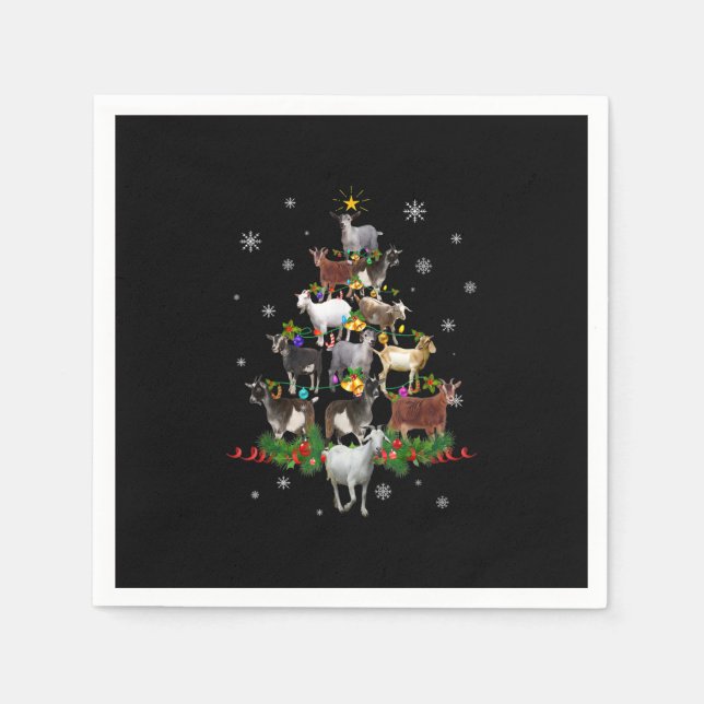Ziege Weihnachtsbaum Snow Goat Xmas Serviette (Vorderseite)
