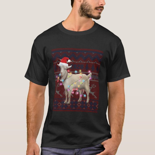 Ziege Weihnachtslicht Ugly Sweater Goat Lover Gesc T-Shirt (Vorderseite)