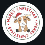 Ziege Weihnachtsziegen Wintertiere Klassische Rund Runder Aufkleber<br><div class="desc">Die Ziege zu Weihnachten mit Feenlicht. Hübsche Tiere mit Geschenken und Schnee für den Urlaub. Auch lustig für Weihnachten im Juli. Ziegen sind niedliche Tiere und perfekt zu Weihnachten.</div>