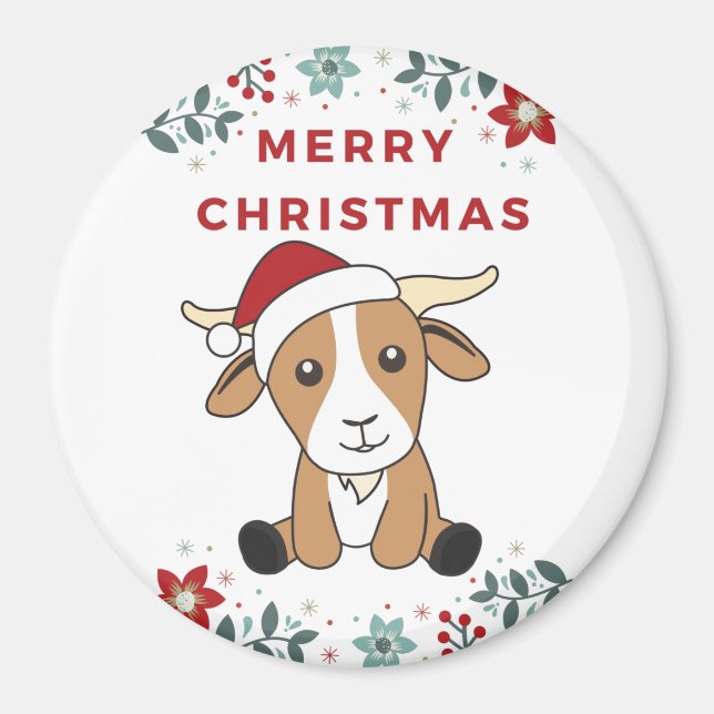 Ziege Weihnachtsziegen Wintertiere Magnet (Vorne)