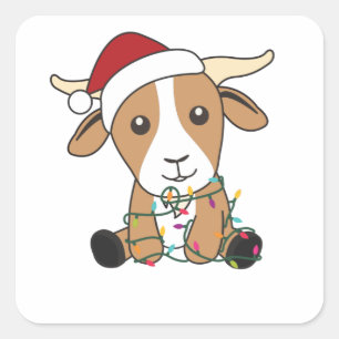 Ziege Weihnachtsziegen Wintertiere Quadratischer Aufkleber