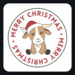 Ziege Weihnachtsziegen Wintertiere Square Sticker<br><div class="desc">Die Ziege zu Weihnachten mit Feenlicht. Hübsche Tiere mit Geschenken und Schnee für den Urlaub. Auch lustig für Weihnachten im Juli. Ziegen sind niedliche Tiere und perfekt zu Weihnachten.</div>