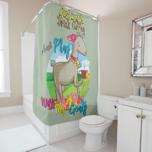 ZIEGE   Woll einfach Kaffee mit Ziegen zu trinken Duschvorhang