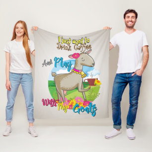 ZIEGE   woll einfach mit meiner Ziege Kaffee trink Fleecedecke