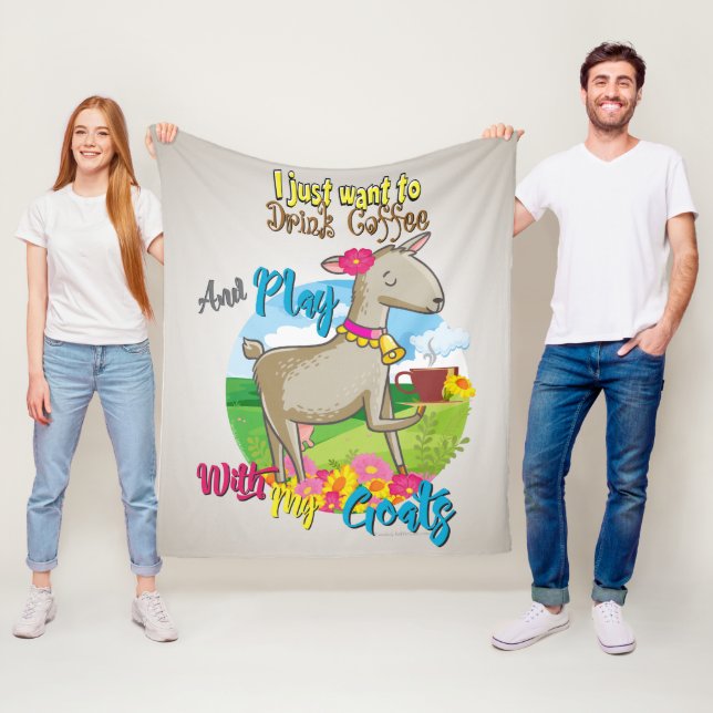 ZIEGE | woll einfach mit meiner Ziege Kaffee trink Fleecedecke (Beispiel)