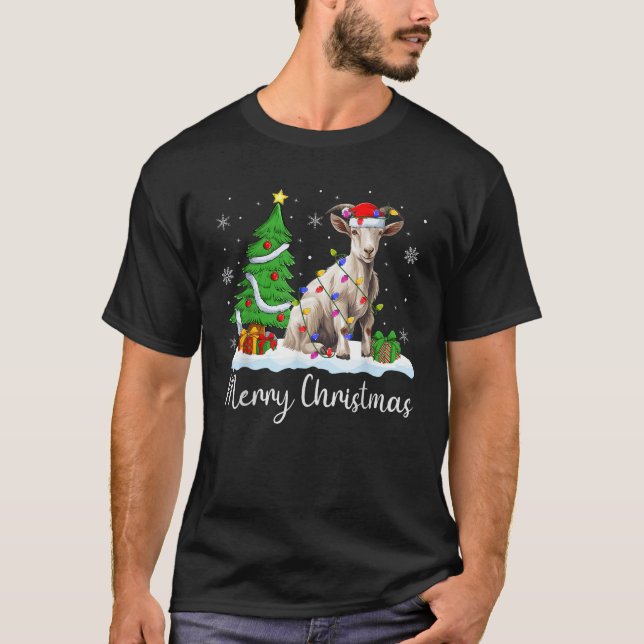 Ziege Xmas Leuchtende Weihnachtsmannmütze Ziege Fr T-Shirt (Vorderseite)