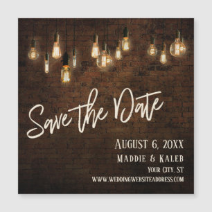 Ziegel Edison Lichter Save the Date Magnetkarte