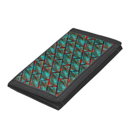 Ziegeleffekt schwarz und blau gefärbt, Kratzerspli Tri-fold Geldbeutel