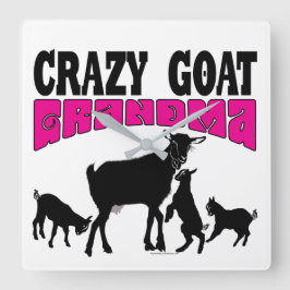 ZIEGELFAMILIE | Funny Crazy Goat Oma Quadratische Wanduhr