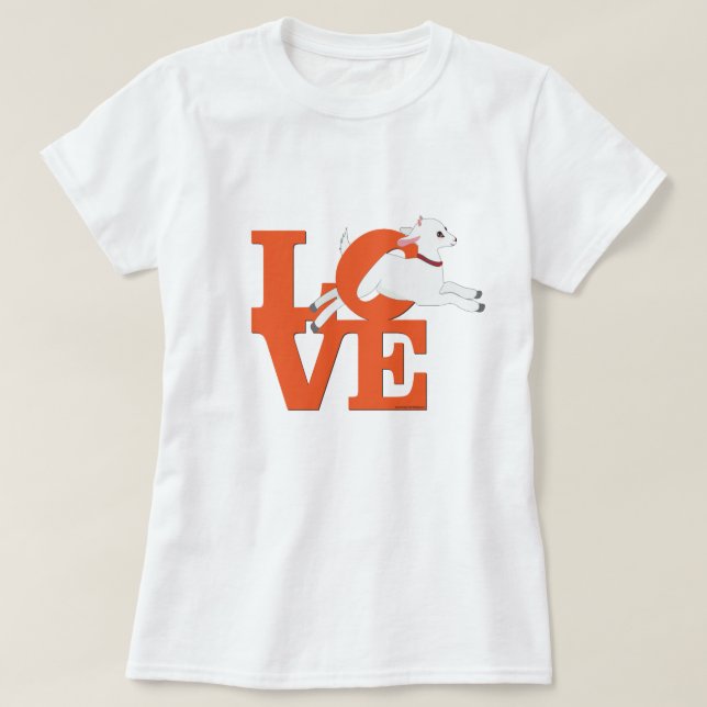 ZIEGELLOVER | ORANGE Goat L O V E - Weiße Ziege T-Shirt (Design vorne)
