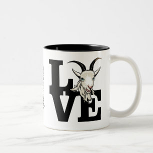 ZIEGELLOVER   RETRO Ziege L O V E - Weiße Ziege Zweifarbige Tasse
