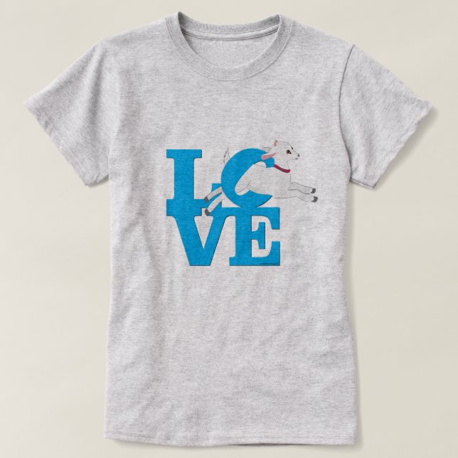 ZIEGELLOVER | SKY BLUE Goat L O V E - Weiße Ziege T-Shirt (Design vorne)