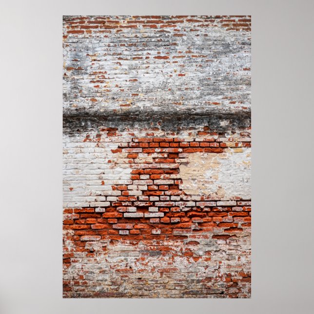 Ziegelmauer auf der Straße verlassen, abstrakt, al Poster (Vorne)