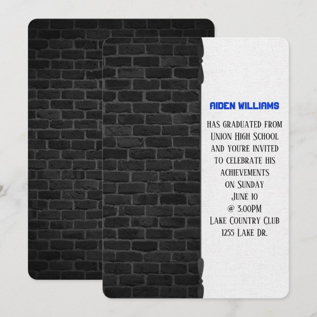 Ziegelmauer für Graduierungsparty Einladung (Vorne/Hinten)