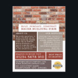 Ziegelmauer, Gebäude, Baufirma, Werbung Flyer<br><div class="desc">Ziegelmauer,  Gebäude-Firma,  Baufirma,  Werbetreibende Flyer beim Business Card Store.</div>