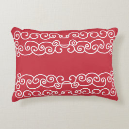 Ziegelrot mit weißen Rollen Dekokissen