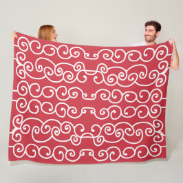 Ziegelrot mit weißen Rollen Fleecedecke