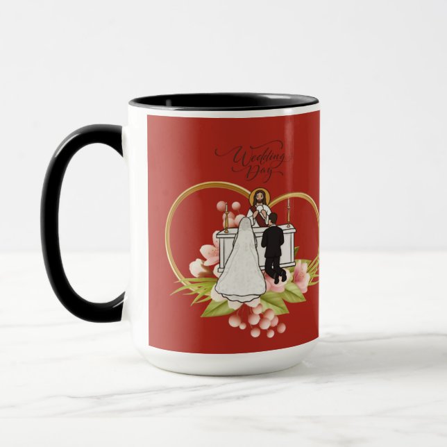 Ziegelrote verschlungene Herzen Tasse (Links)