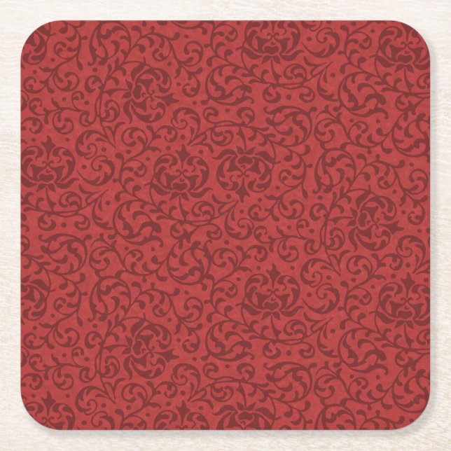 Ziegelrotes Vintages Muster Rechteckiger Pappuntersetzer (Vorderseite)