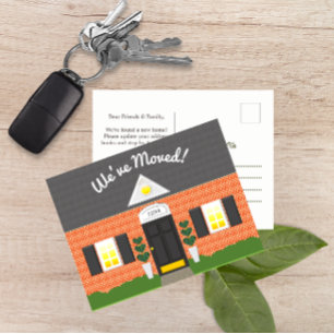 Ziegelstein-Haus-Fassaden-neue Adressen-Postkarte Ankündigungspostkarte