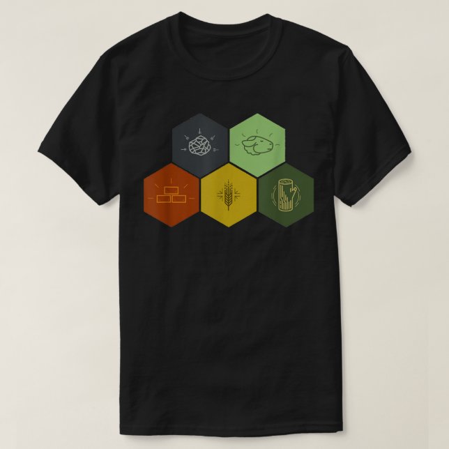 Ziegelstein, Holz, Rock, Weizen &    SheepBoard T-Shirt (Design vorne)