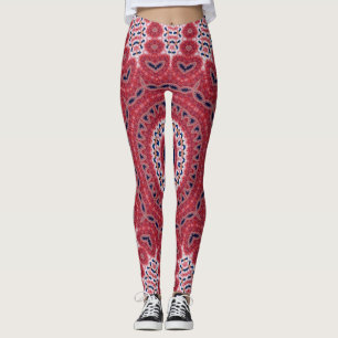 Ziegelstein-Rot-Medaillon-Muster-Yoga-Leggings Leggings