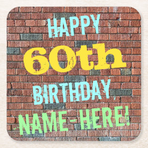 Ziegelstein-Wand-Graffiti inspirierter 60. Rechteckiger Pappuntersetzer