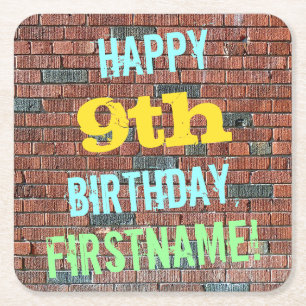 Ziegelstein-Wand-Graffiti inspirierter 9. Rechteckiger Pappuntersetzer