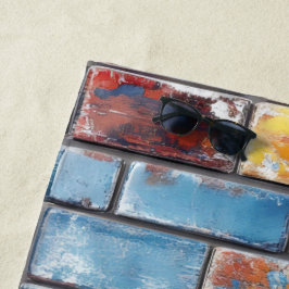 Ziegelwand bunt strandtuch