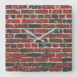 Ziegelwand Coole Textur Muster Quadratische Wanduhr
