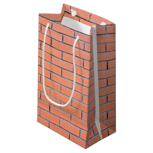 Ziegelwandmuster Kleine Geschenktüte (Vorderseite Schrägansicht)