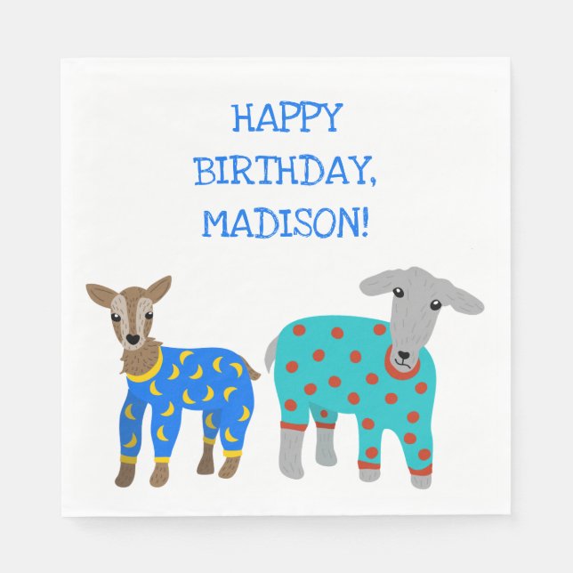 Ziegen in Pajamas Kids Slumber Party Serviette (Vorderseite)