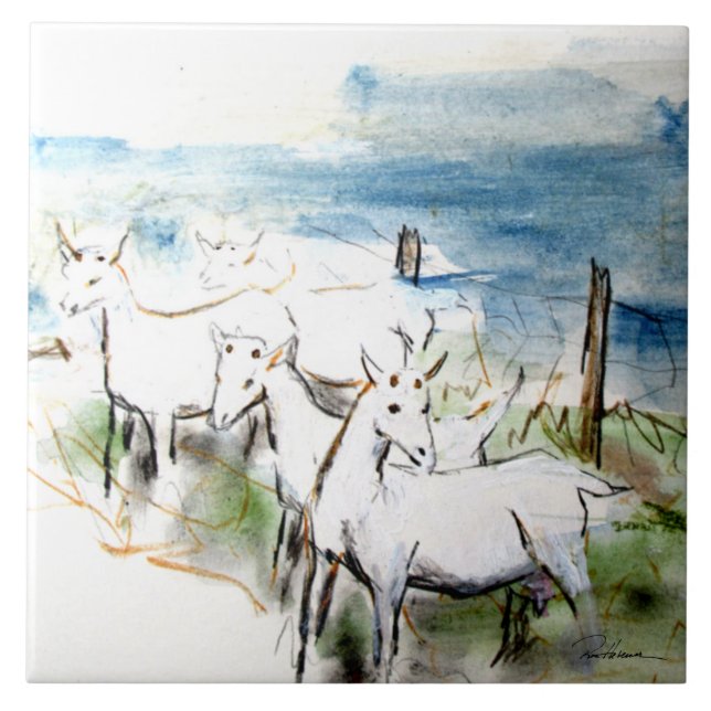 Ziegen in Schwierigkeiten Fliese (Vorderseite)