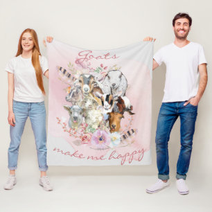 Ziegen machen mich glücklich Wasserfarben Ziegen P Fleecedecke