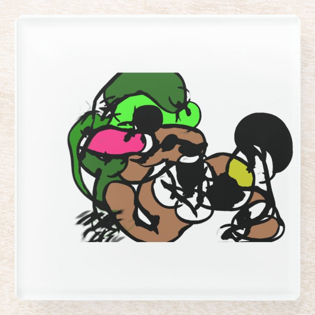 Ziegen machen Spaß Glasuntersetzer (Vorderseite)