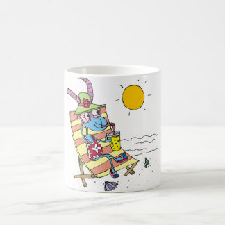 Ziegen-Mädchen auf Strand Kaffeetasse