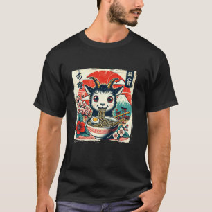 Ziegen-Ramen Retro Lustig Japanisch Abgenutzt T-Shirt