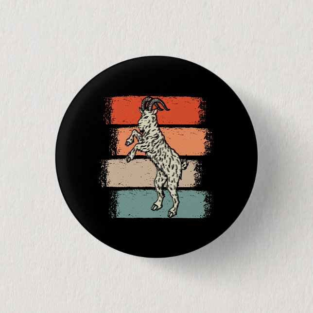 Ziegen Retro Vintage Button (Vorderseite)