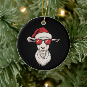 Ziegen-Santa-Hut Lustig Süß Bauernhof Tier Landwir Keramik Ornament