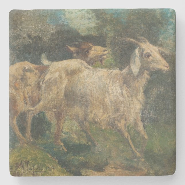 Ziegen (von Vincenzo Caprile) Steinuntersetzer (Vorderseite)