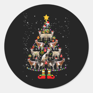 Ziegen-Weihnachts-Pyjama Xmas Ziegen Baum Lichter Runder Aufkleber