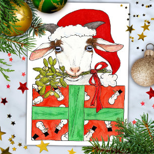 Ziegen-Weihnachtskarte von Nicole Janes Feiertagspostkarte