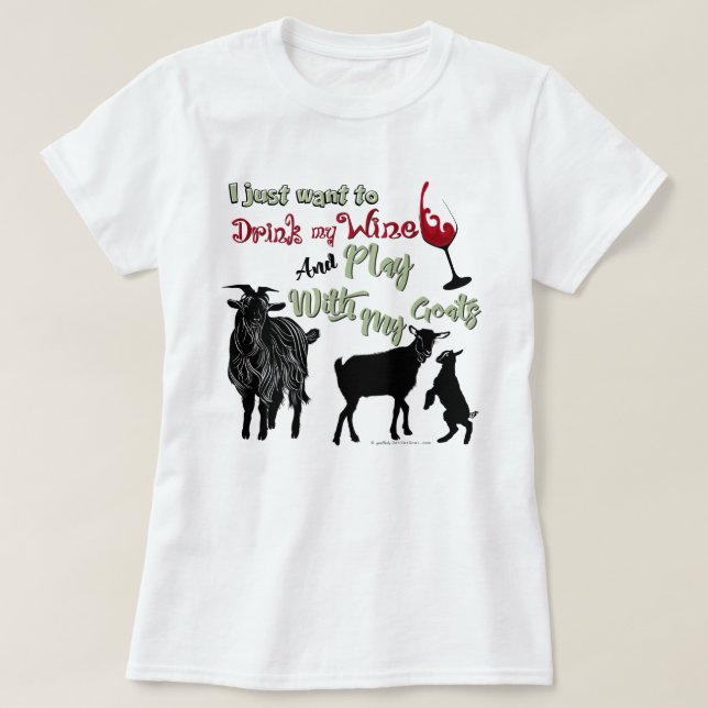 ZIEGEN | Wein trinken und mit Ziegen spielen Gewol T-Shirt (Design vorne)