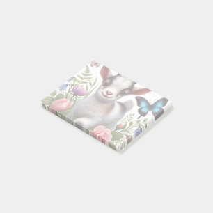 Ziegenbaby mit farbenfrohen Schmetterlingen und Bl Post-it Klebezettel