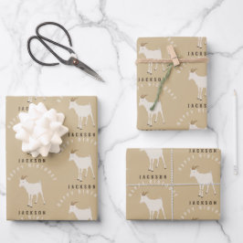 Ziegenfarm Tiermuster Custom Geburtsname Geschenkpapier Set
