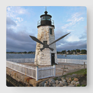 Ziegeninsel Leuchtturm, Rhode Island Quadratische Wanduhr
