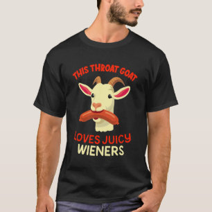 Ziegenkehle schluckt saftige Würstchen unangemesse T-Shirt