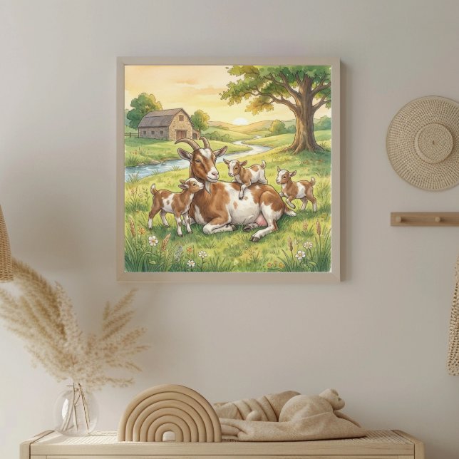 Ziegenmutter und Kinder-Kinderzimmer Poster (Von Creator hochgeladen)