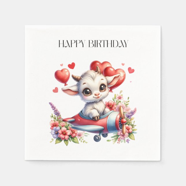 Ziegenpilot Geburtstag Serviette (Vorderseite)
